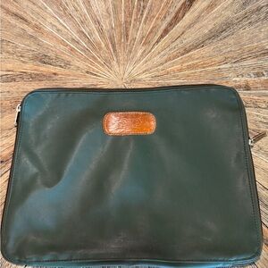 Jon Hart evergreen laptop bag large pine green zipper canvas leather PP initial